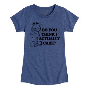 Girls' - Garfield - Do You Think I Actually Care Fitted Short Sleeve Graphic T-Shirt - 1 of 4