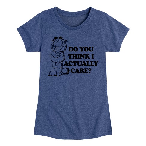 Girls' - Garfield - Do You Think I Actually Care Fitted Short Sleeve Graphic T-Shirt - image 1 of 4