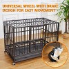 Heavy Duty Dog Crate - Indestructible Metal Kennel with Wheels & Double Doors, 33" High Anxiety Pet Cage with Removable Tray for Large Dogs - Black - 2 of 4
