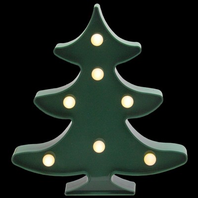 Northlight 8.75" Battery Operated LED Lighted Christmas Tree Marquee Sign - Green