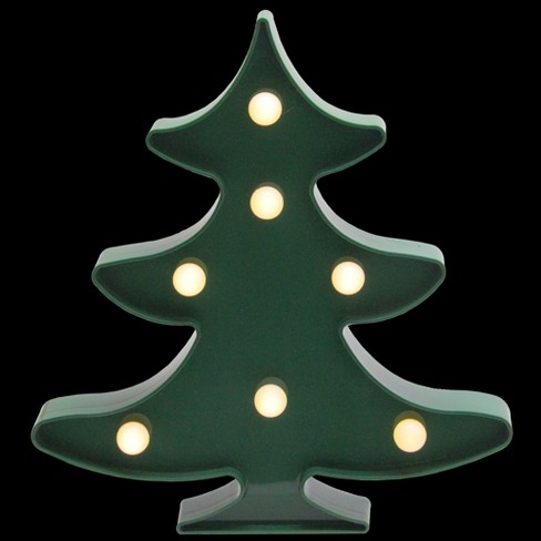 Northlight 8.75 Battery Operated Led Lighted Christmas Tree Marquee Sign -  Green : Target