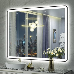 Apmir Super Bright Independent Controlled Front & Back LED Lighted Anti-Fog Aluminum Alloy Framed Tempered Glass Bathroom Mirror with  3-Year Warranty - 1 of 4