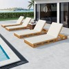 Acacia Wood Outdoor Chaise Lounge Chair with Cushion, Adjustable Chaise Lounge Chair for Patio, Wooden Chaise Lounge Chair with 4 Positions-Koiai - 2 of 4