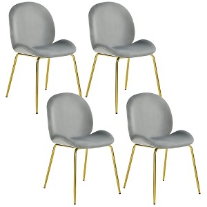 Costway 4PCS Velvet Dining Chair Accent Leisure Chair Armless Side Chair - 1 of 4