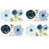 Sweet Jojo Designs Girl Wall Decal Stickers Art Nursery Décor Watercolor Floral Blue Pink and Grey 4pc - 2 of 3