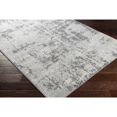 Modern Abstract Gray and White Medium Pile Area Rug, 6'7" x 9'