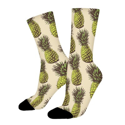 Pineapples Women Printed Crew Socks Funny Funky Socks Soft Polyester Novelty Gifts for Artists Men