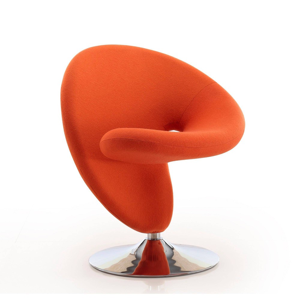 Photos - Chair Curl Wool Blend Swivel Accent  Orange - Manhattan Comfort