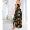 LA LEELA Women's House Daily Routine Evening Wear Boho A line Slit Maxi Dress Smocked Top Evening Long Tube Dresses for Women One Size Black, Floral - 2 of 4