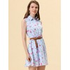 INSPIRE CHIC Women's Floral Sleeveless Half Placket Mini Belted Summer Dress - 2 of 4