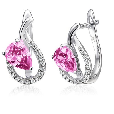 Molenia Teardrop Birthstone Dangle Earrings for Women, 929 Sterling Silver Drop Earrings Latch Back Hypoallergenic Jewelry for Her Wife Mom