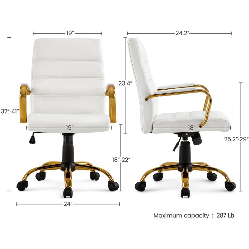 Yaheetech Adjustable Mid-Back Office Chair Executive Chair White, 3 of 9