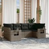 vidaXL 6 Piece Patio Sofa Set with Cushions - Gray Poly Rattan - 2 of 4