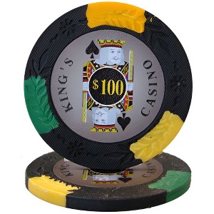 Slickblue 14-Gram Poker Chips 25-Pack, King's Casino Design, Four-Tone Color, Floral Edge Mold, $0.25-$10K - 1 of 3