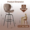 VECELO 45.3 in. Swivel Bar Stools Set of 2/4, Faux Leather Bar Stools with Backrest for Kitchen Island, Brown - 3 of 4