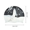 Unique Bargains Silicone Waterproof Kunpeng Print Swim Cap Black White 1 Pc - 4 of 4