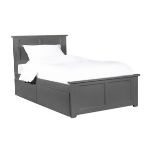 Platform Bed with Footboard & 2 Drawers - Storage Bed Frame - Slatted Support - 1 of 4