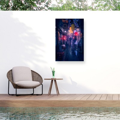 Trademark Fine Art - Javier De La Tokyo Blue Rain Matted Framed Art