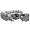 Ovios Venice 9pc Wicker Outdoor Patio Furniture Set Conversation Sofa Sectional with a Swivel Chair and Cushions - 2 of 4