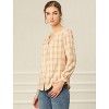 Allegra K Women's Casual Plaid Blouse Button Up V-Neck Long Sleeve Western Shirt - 4 of 4