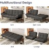 Dyonery 71" Futon Sofa Bed,Cozy Convertible Loveseat Sleeper, Linen Fabric Couch with Adjustable Back & Arms for Living Room, Guest Room - Light Gray - 2 of 4
