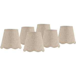Springcrest 4" Top x 6" Bottom x 5 1/2" High x 5 1/2" Slant Lamp Shade Replacement Set of 6 Small Fawn Brown Bell Modern Scalloped Clip On Candelabra - 1 of 4