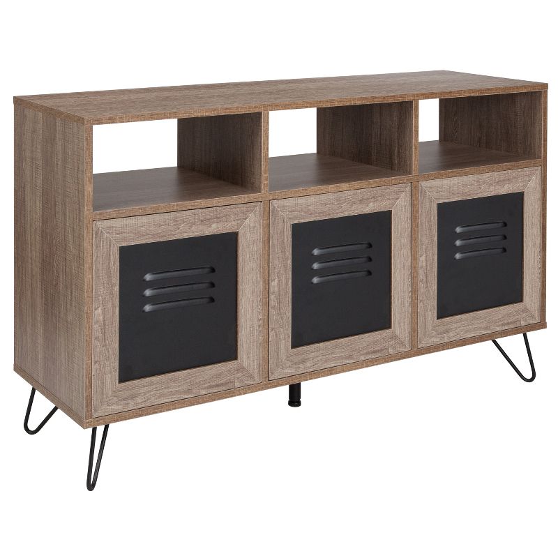 Emma and Oliver 44"W 3 Shelf Storage Console/Cabinet in Rustic Wood Grain Finish, 1 of 3