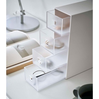 Black 4-Tier Rectangular Plastic Jewelry Storage Tower