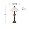 Kathy Ireland Traditional Table Lamps 27" Tall Set of 2 Aged Bronze Faux Marble Alabaster Glass Dome Shade for Living Room Bedroom - 4 of 4