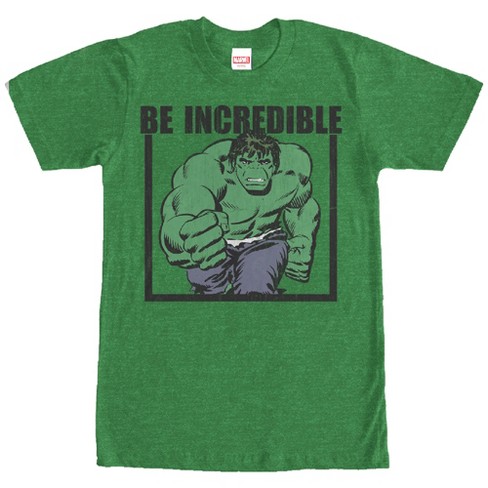 Men s Marvel Hulk Be Incredible T Shirt Kelly Heather Small