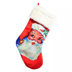 Christmas 19.0" Santa Claus Stocking Holly Vintage-Looking Transpac  -  Holiday Stockings