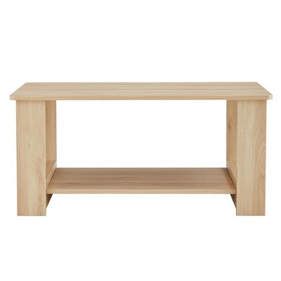 2-Tier Coffee Table Modern Cocktail Table Center Table With Open Storage Shelf