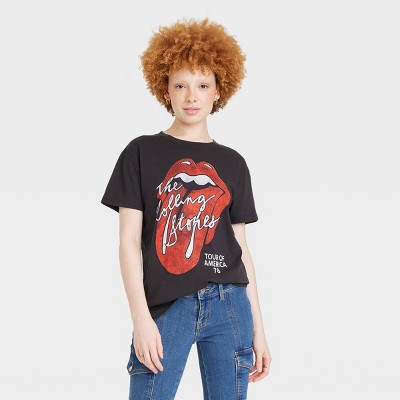 Women's Classic The Rolling Stones Short Sleeve Graphic T-Shirt - Black XS