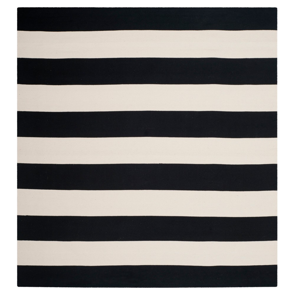 6'x6' Mati Flatweave Area Rug Black/Ivory - Safavieh