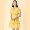 Allegra K Women's Swiss Dots Ruched Short Sleeve Elastic Waist Layer Ruffle Hem Dress - 3 of 4