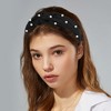 Unique Bargains Women's Satin Knotted Pearl Headband 1.1 Inch Wide 1 Pc - 2 of 4