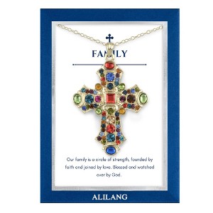 Anna-Kaci Stained Glass Rhinestone Patonce Cross Necklace with Message Card & Envelope Jewelry Gift - 1 of 4