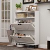 TIRAMISUBEST Farmhouse Shoe Cabinet - Barn Door, 2 Flip-Down Drawers (31"W x 44"H) - 2 of 4