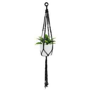 Unique Bargains Macrame Plant Hanger Woven Cotton Indoor Outdoor Decorative - 1 of 4