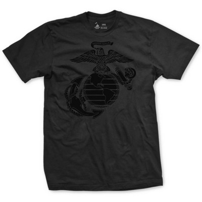 OUTSIDE THE WIRE Leatherneck for Life Black Out Eagle Globe and Anchor T-Shirt