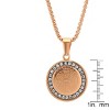 Steeltime Ladies stainless steel Our Father prayer round pendant with simulated diamonds. Color Options: Silver, Rose Gold - 3 of 4