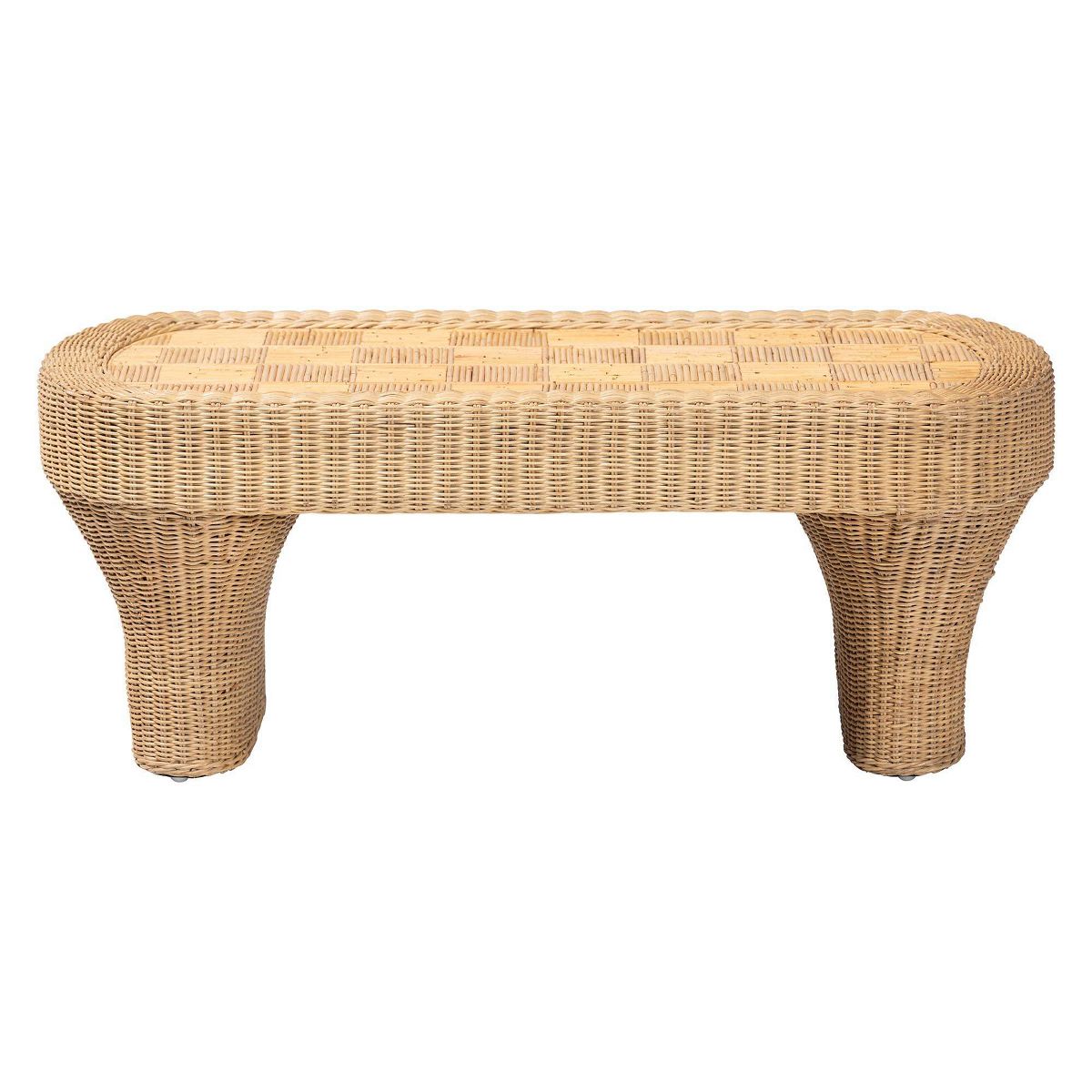 bali & pari 40.2" Irregular Canika Natural Rattan Coffee Table with Handwoven Wicker Brown - thumbnail 2