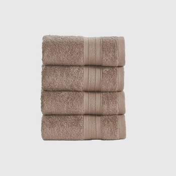 4pc Feather Touch Cotton Hand Towel Set Brown - Trident Group