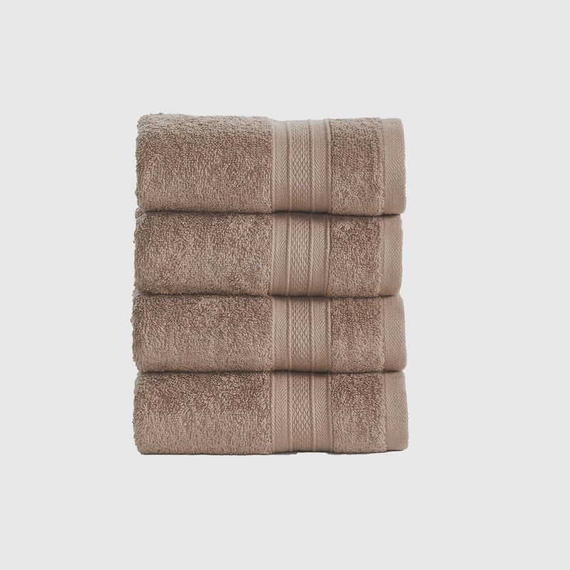 4pc Feather Touch Cotton Hand Towel Set Brown - Trident Group, 1 of 8