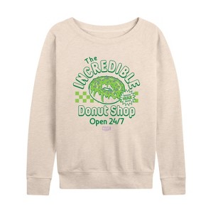 Women's - Marvel - Hulk Incredible Donut Shop Lightweight French Terry Wide Neck Long Sleeve Shirt - 1 of 4