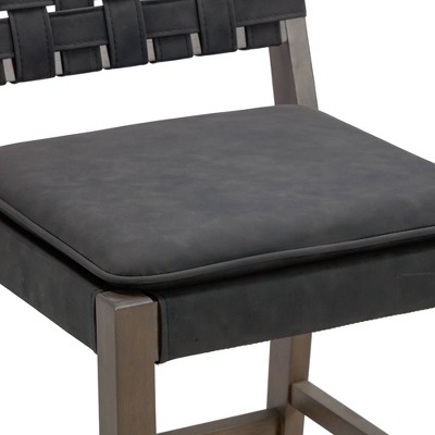 Cohen Black Faux Leather and Wood Bar Stool