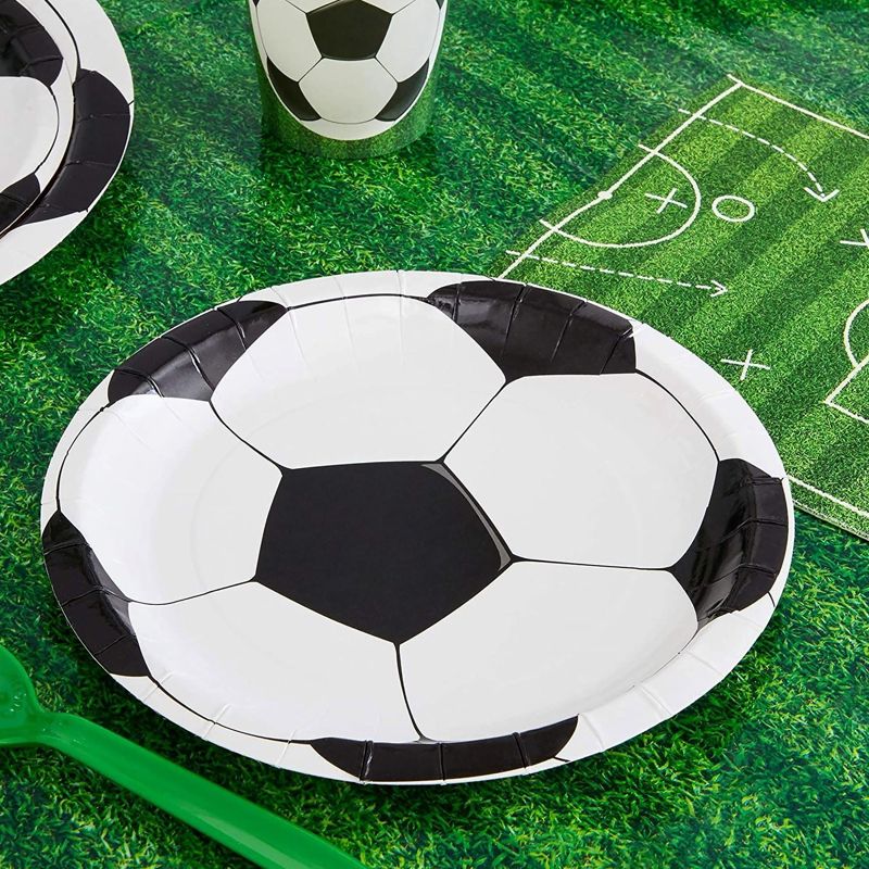 Blue Panda 80 Pack Soccer Paper Plates for Sports Themed Birthday Party Supplies, 7 Inches, 4 of 8