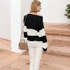 Anna-Kaci Women's Off-Shoulder Color Block Knit Sweater with Long Sleeves - 3 of 4