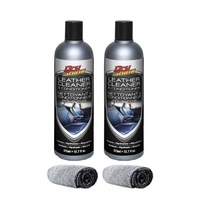 Dry Shine Leather Cleaner and Conditioner 2pk + 2 Premium Microfiber Towels