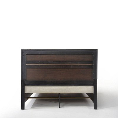Black Queen Upholstered Bed with Storage Drawers and Slats
